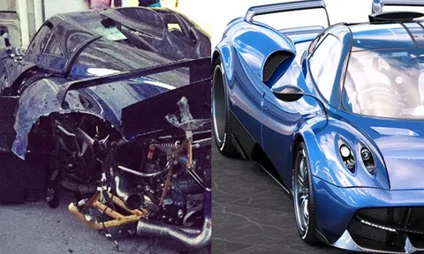 Lần thứ 2, một chiếc siêu xe độc bản Pagani Huayra Pearl lại gặp tai nạn